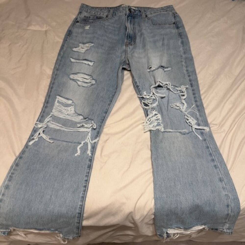 Hidden Raw Hem Baggy Jeans